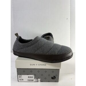 Sun + Stone Derek Gray Quilted Casual Comfort Slip On Slippers Shoes Size 10.5M